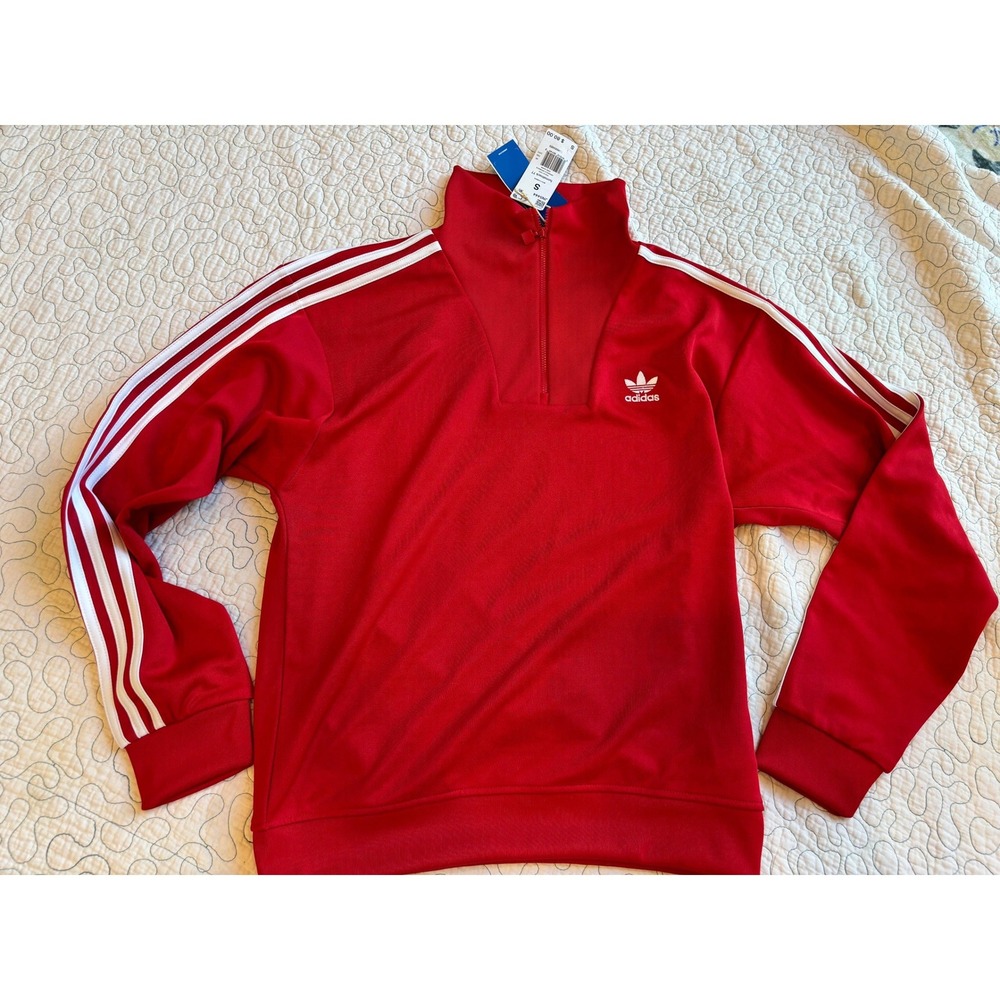 Adidas Originals Mens Funnelneck Track Top Red Quarter Zip Jacket Small